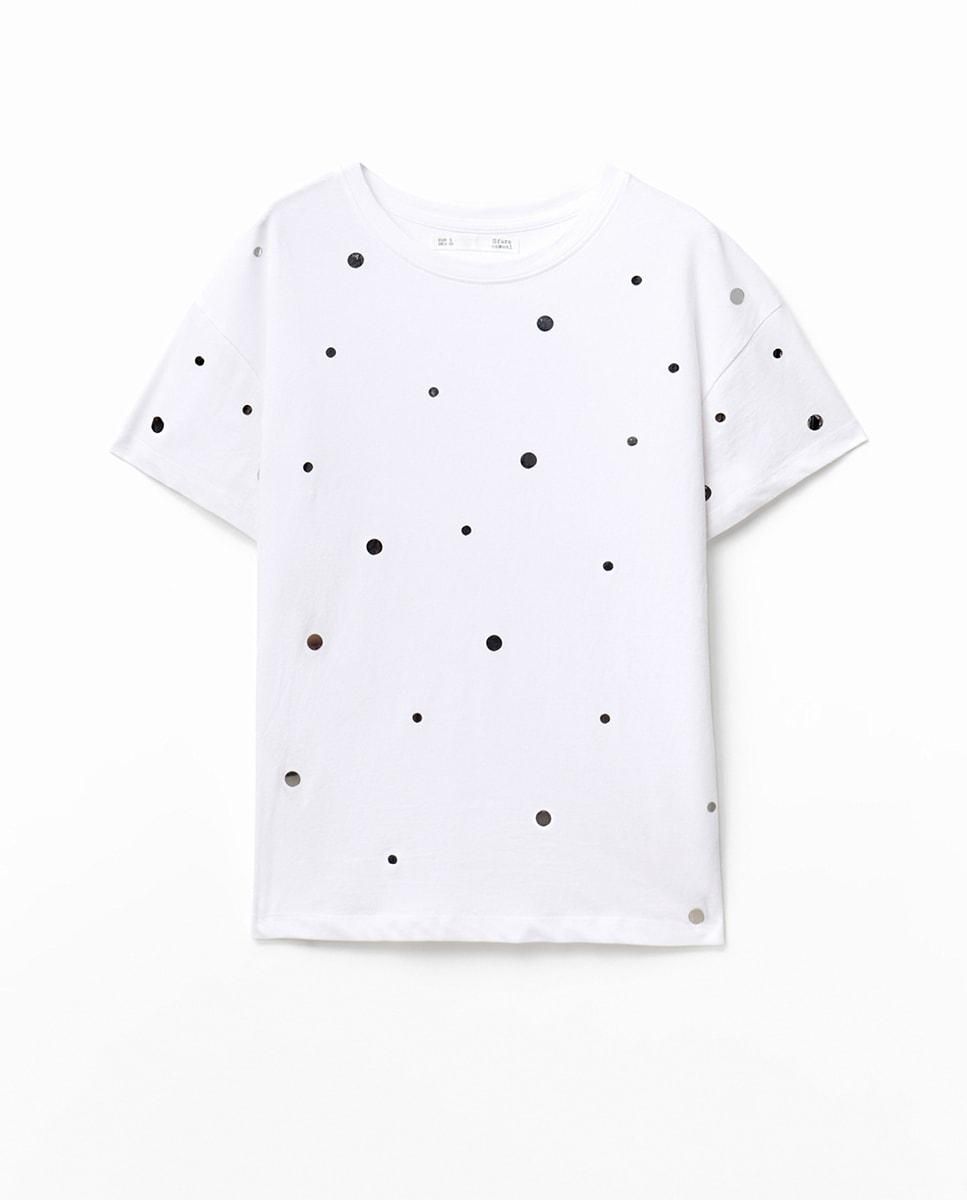 스페라 크리스탈 디테일 코튼 반팔 티셔츠 58460610072 BLANCO - 상품 이미지