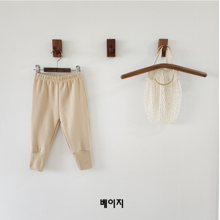 유아 아동 봄 가을 바지 하이탑 조거 시보리 팬츠 키즈 데일리룩 베이지 블랙 오트밀 - 상세 이미지 4