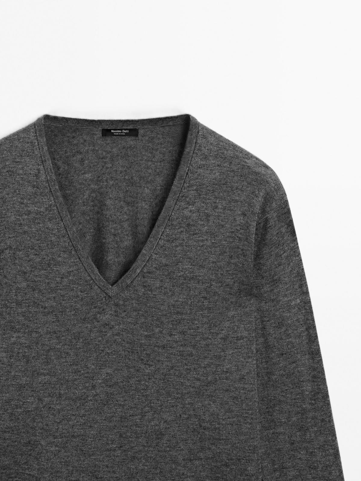 마시모두띠 울블렌드 브이넥 니트 스웨터 5667/580 MEDIUM GREY - 상세 이미지 4