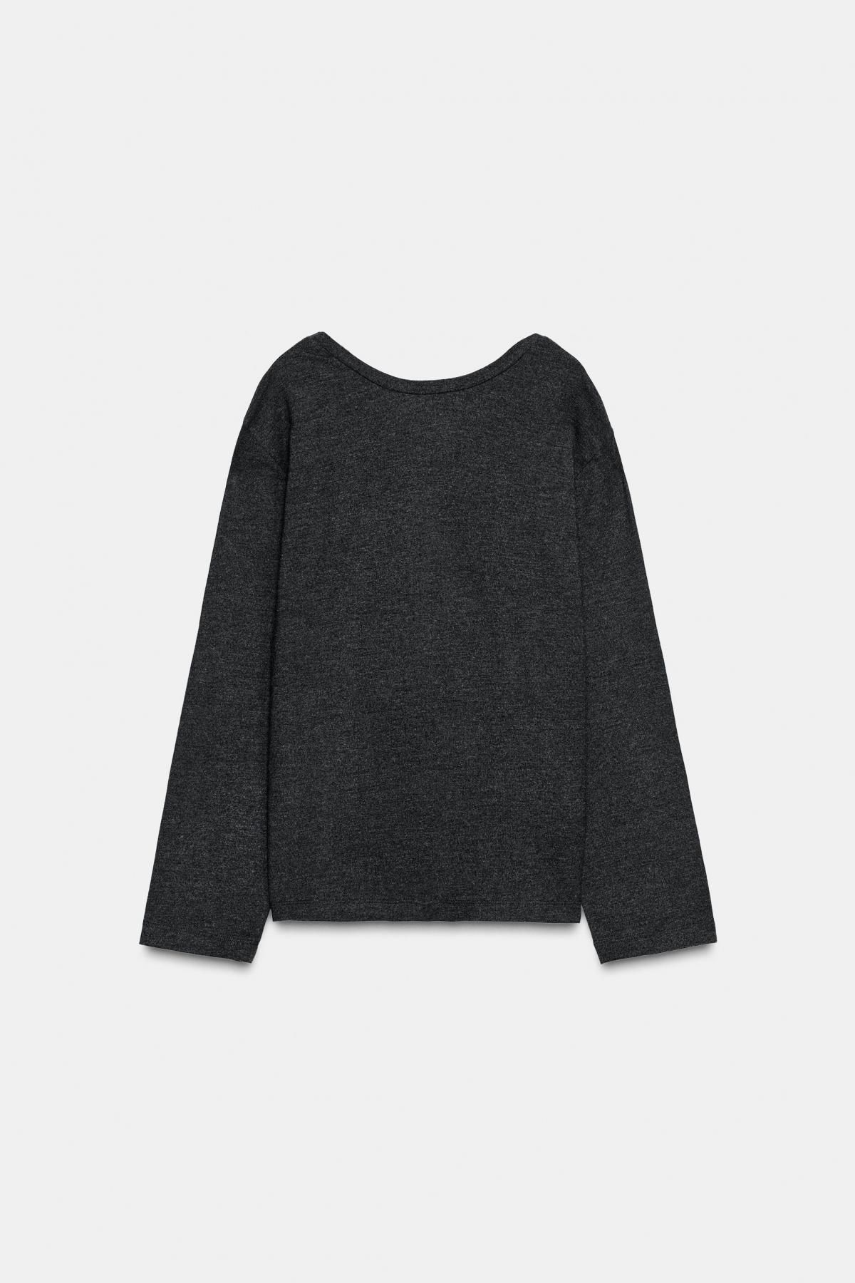 자라 소프트 드레이프 백 라운드넥 긴팔 티셔츠 1044/634 DARK GREY MARL - 메인 이미지