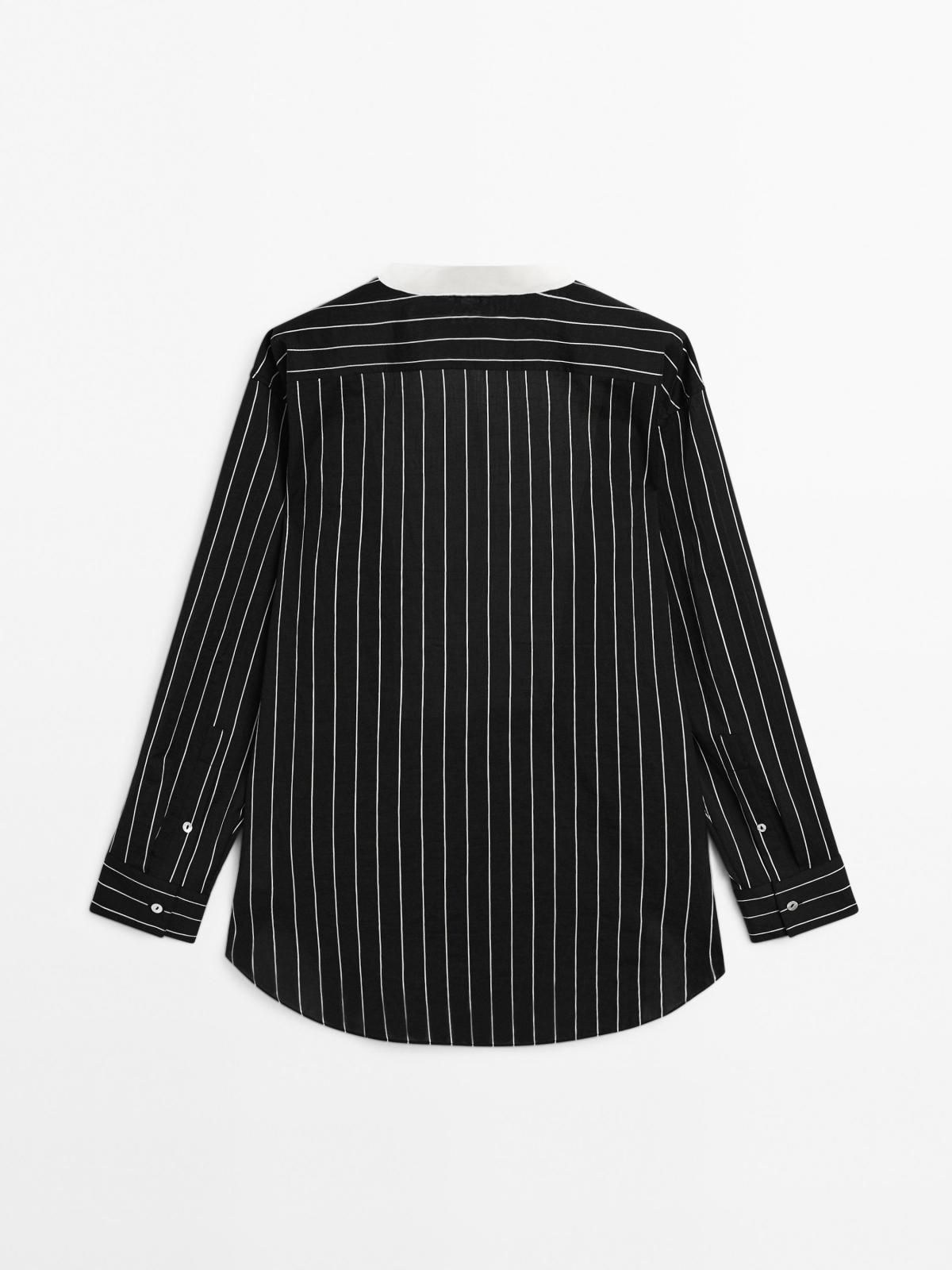마시모두띠 배색 스트라이프코튼 블렌드 셔츠 5141/916 BLACK - 상세 이미지 2