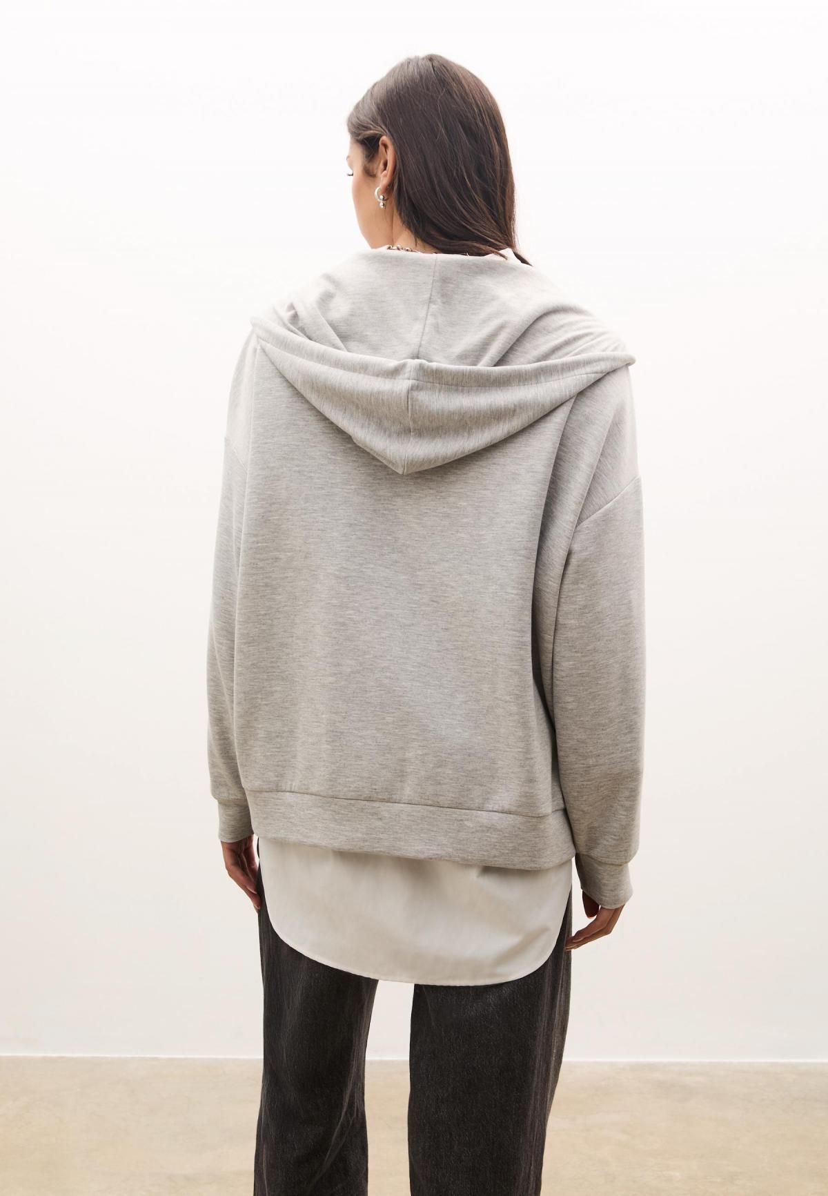스트라디바리우스 오버핏 라이트그레이 집업 후드티 6513/910 GREY MELANGE - 상세 이미지 4