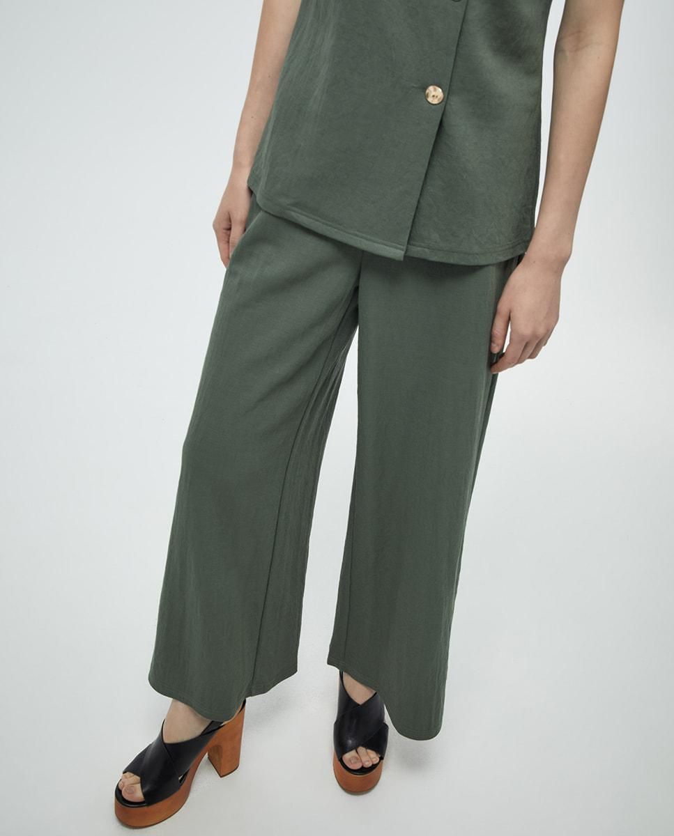 스페라 린넨 와이드 베이직 팬츠 56262006044 KAKI - 상품 이미지