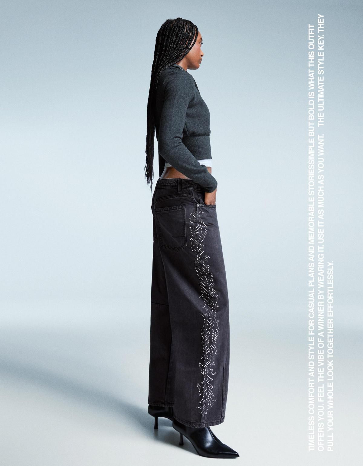 버쉬카 샤이니 디테일 배럴 와이드 팬츠 5140/388 GREY - 상세 이미지 2