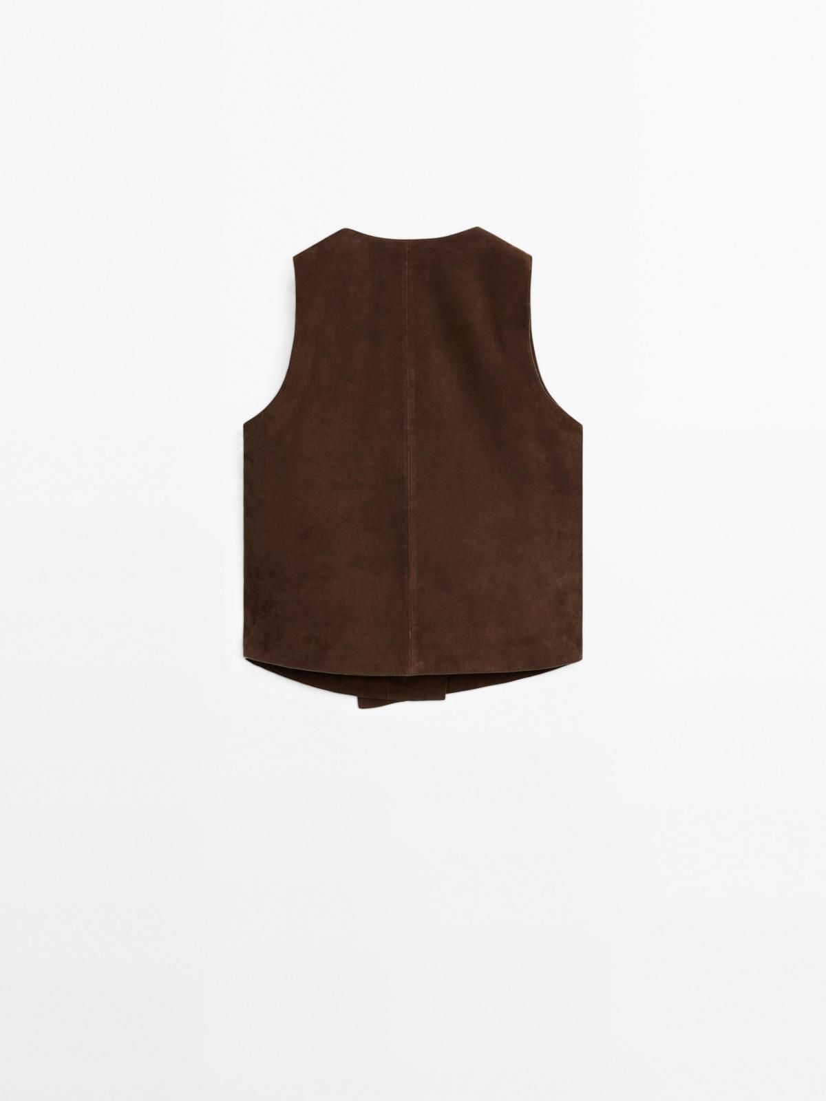 마시모두띠 스웨이드 레더 버튼 베스트 5301/511 BROWN - 상세 이미지 5