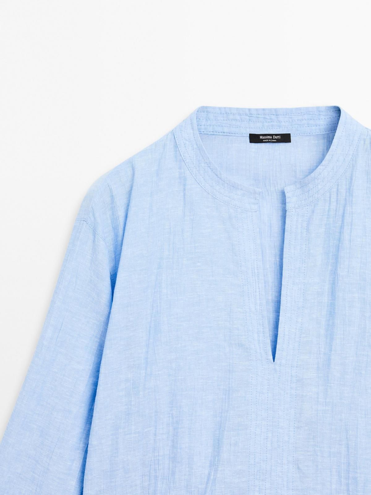 마시모두띠 오버핏 린넨 블렌드 브이넥 블라우스 5113/714 SKY BLUE - 상세 이미지 4