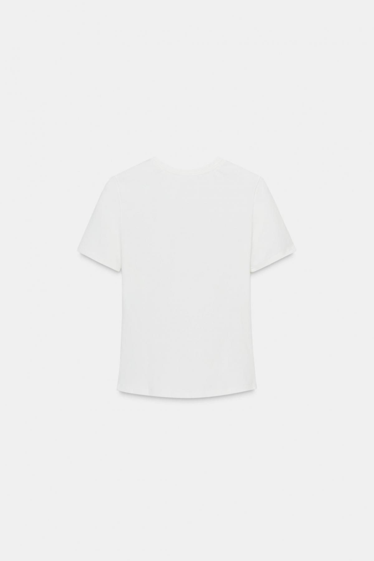 자라 라인스톤 슬림핏 라운드넥 반팔 티셔츠 5941/300 WHITE - 상세 이미지 5
