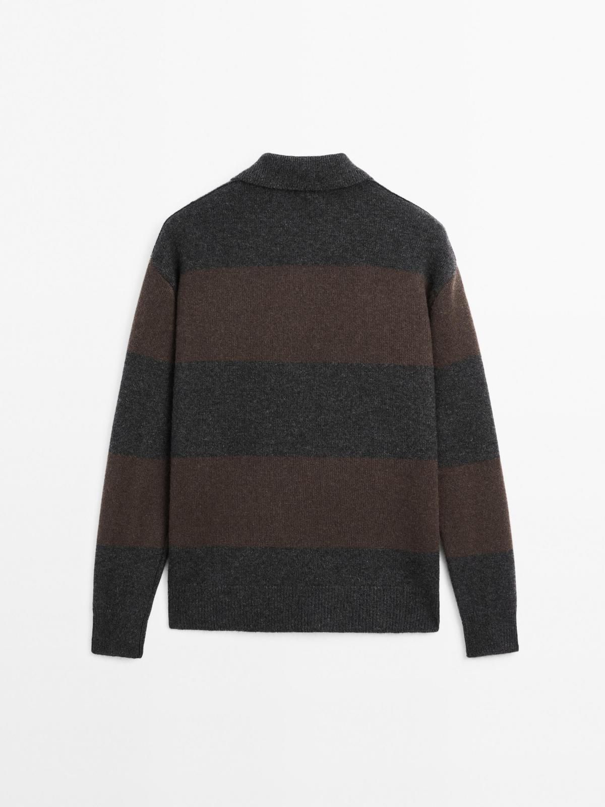 마시모두띠 프리미엄 캐시미어 스트라이프 폴로넥 니트 스웨터 5617/565 ANTHRACITE GREY - 상세 이미지 2