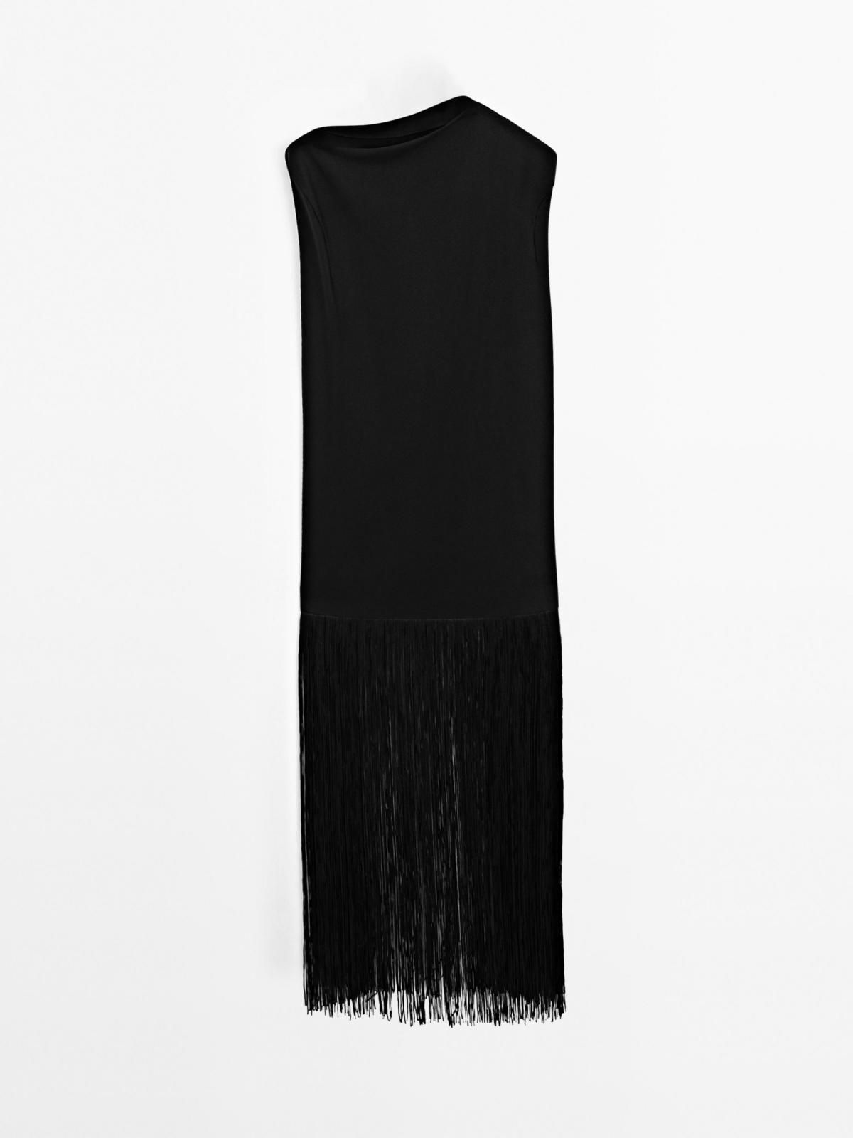 마시모두띠 블랙 프린지 롱 원피스 9208/952 BLACK - 상세 이미지 5