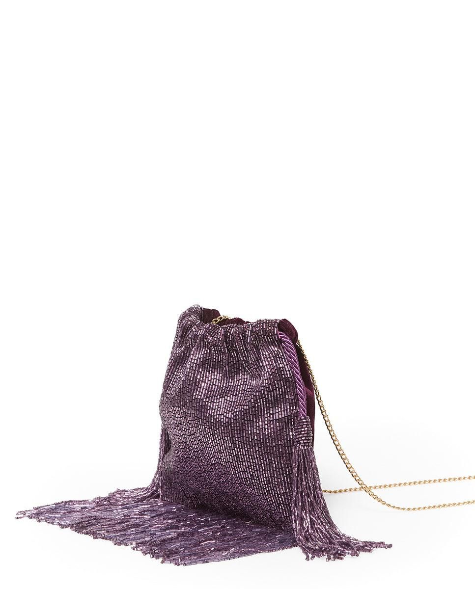 스페라 글리터 비즈 프린지 스트링 버킷백 59010008973 MORADO - 상세 이미지 2