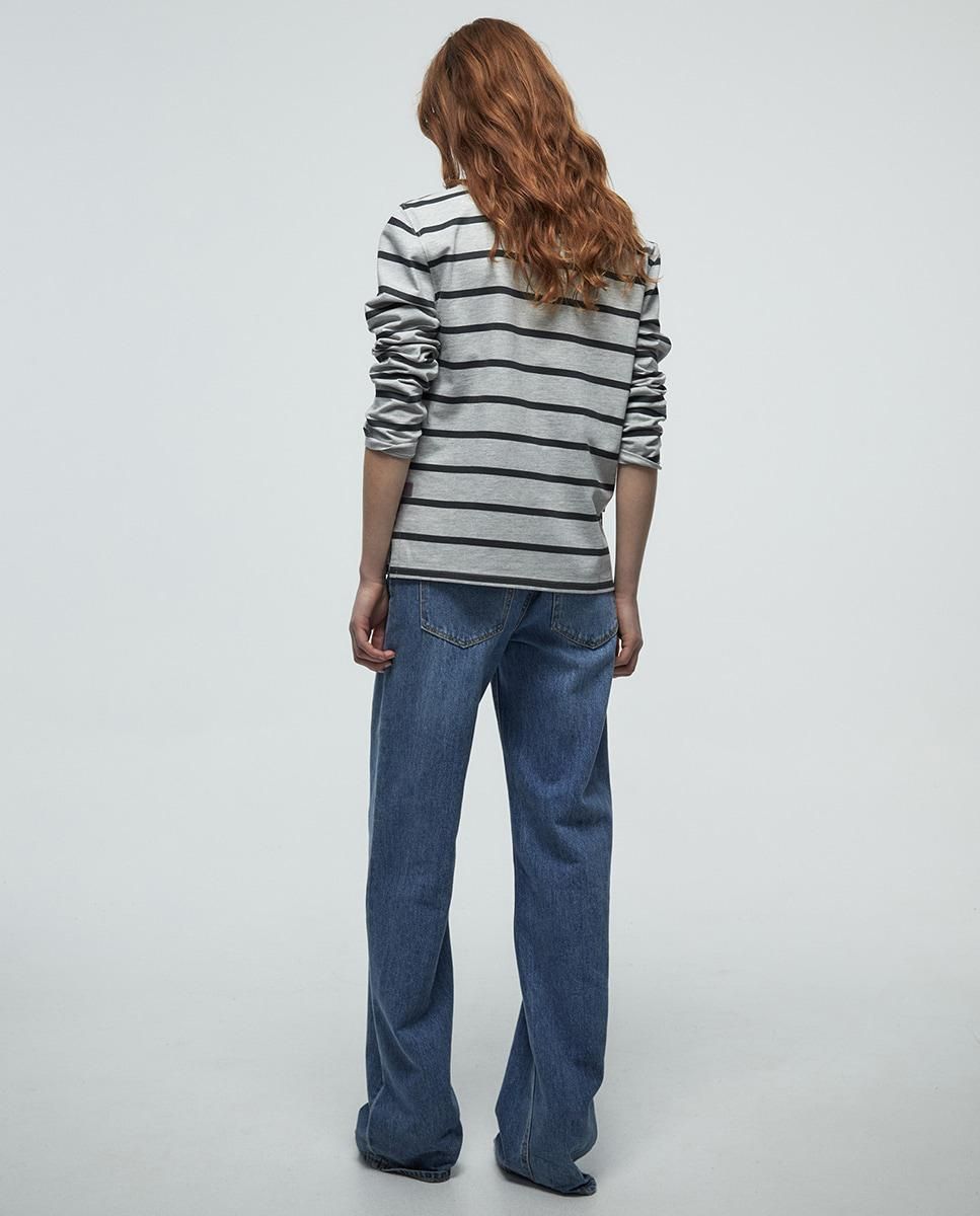 스페라 스트라이프 베이직 라운드넥 긴팔 티셔츠 58461706275 GRIS CLARO - 상세 이미지 3