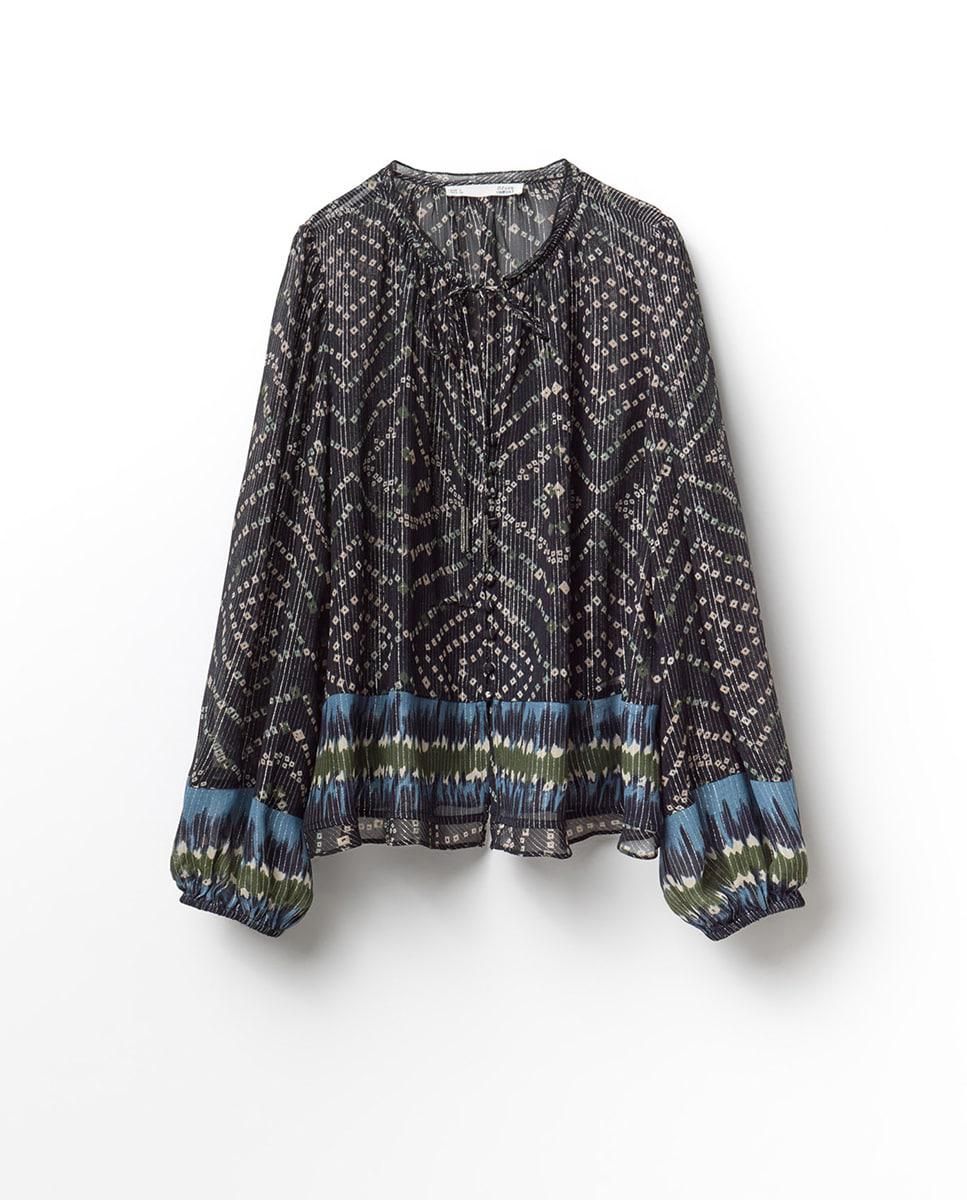 스페라 에스닉 패턴 루렉스 블라우스 58420207902 AZUL OSCURO - 상품 이미지