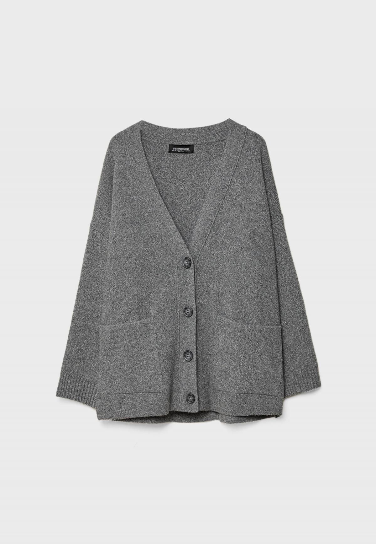 스트라디바리우스 레귤러핏 브이넥 버튼 니트 가디건 5024/415 DARK GREY - 메인 이미지