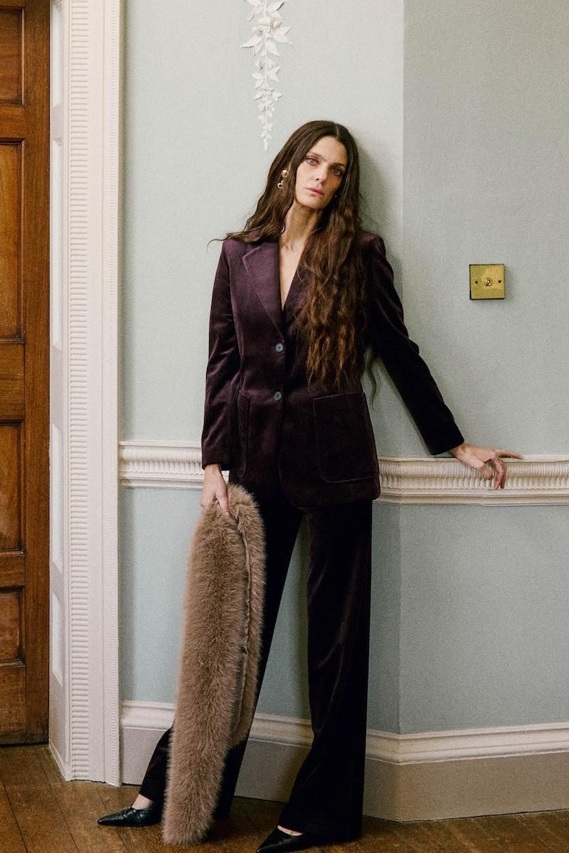 스페라 벨벳 스트레이트 테일러드 슬랙스 팬츠 56205104237 CIRUELA - 상세 이미지 2