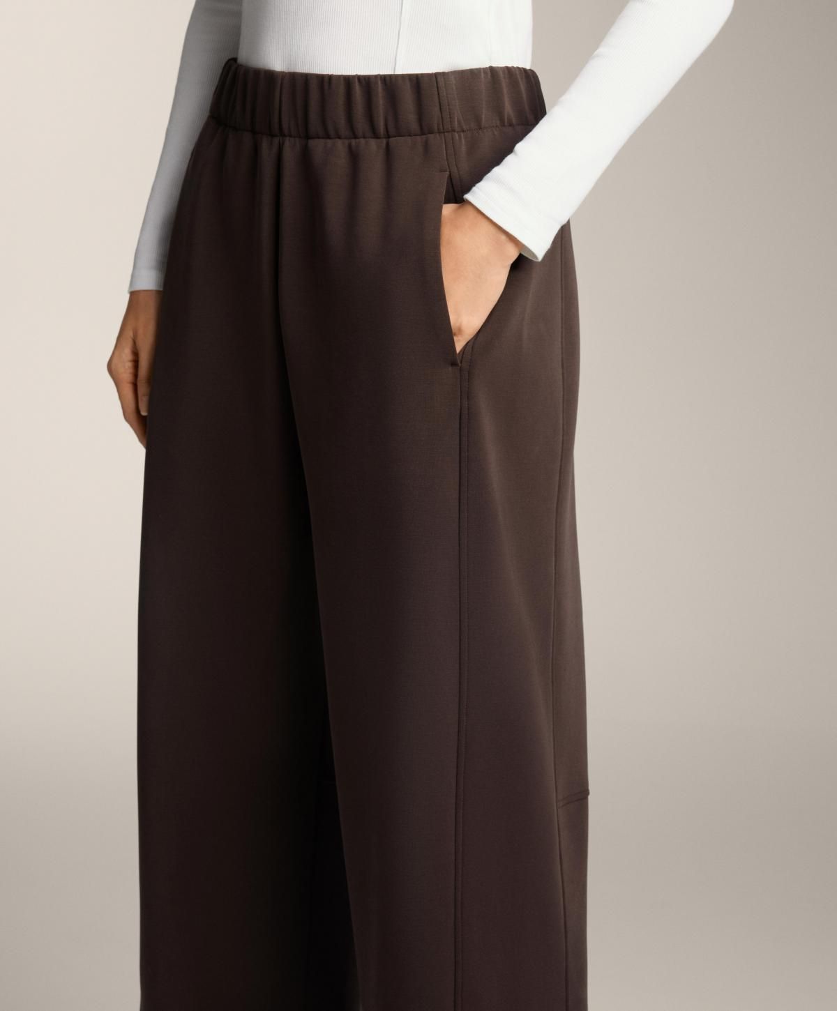 오이쇼 모달 기모 스트레이트 와이드 팬츠 4030/838 DARKREDDISH-BROWN - 상세 이미지 4