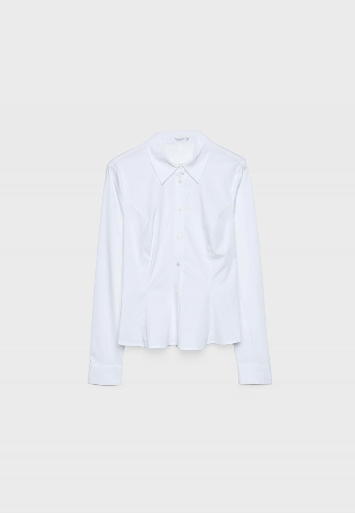 스트라디바리우스 슬림핏 포플린 페블럼 긴팔 셔츠 6227/213 WHITE - 메인 이미지