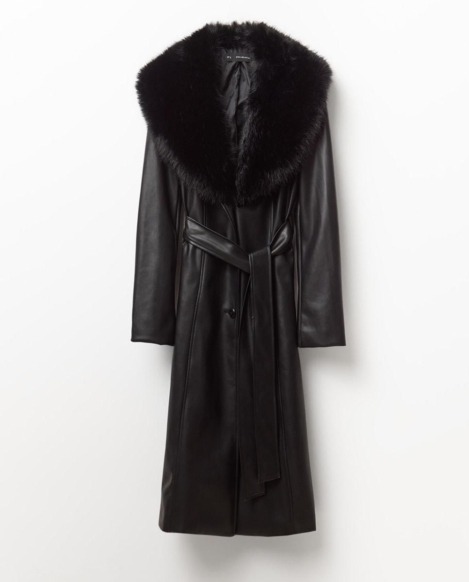 스페라 에코 레더 퍼카라 롱 트렌치코트 56230400295 NEGRO - 상품 이미지