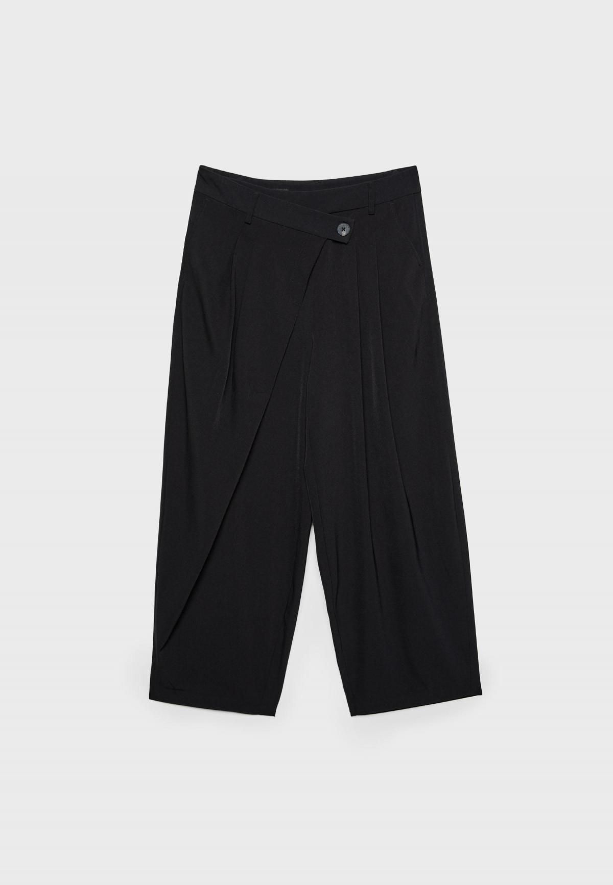 스트라디바리우스 와이드 크로스 웨이스트 슬랙스 팬츠 8277/194 BLACK - 상세 이미지 2