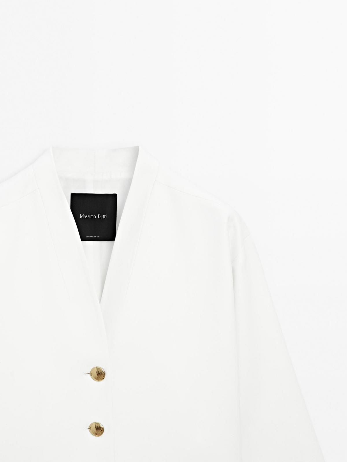 마시모두띠 에센셜 브이넥 골드버튼 테일러드 재킷 9515/952 WHITE - 상세 이미지 5
