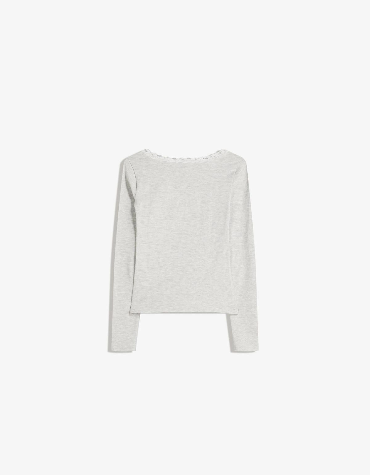 버쉬카 레이스 브이넥 긴팔 티셔츠 7803/443 GREY - 상세 이미지 5