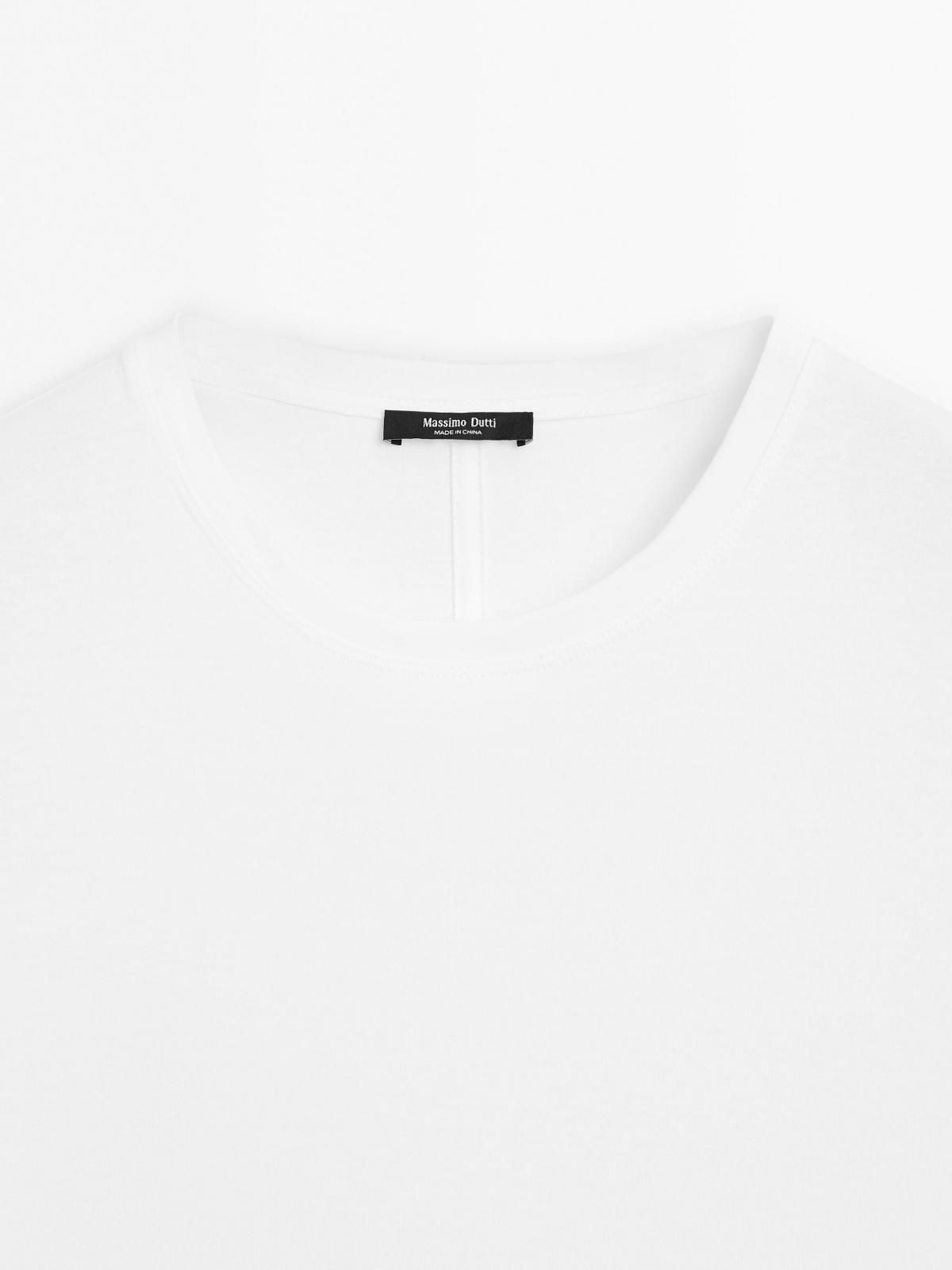 마시모두띠 백라인 디테일 코튼 미니멀 라운드넥 반팔 티셔츠 6830/935 WHITE - 상세 이미지 5