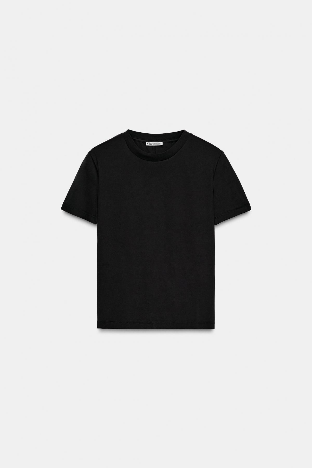 자라 프리미엄 머서라이즈 코튼 반팔 티셔츠 3641/701 BLACK - 메인 이미지