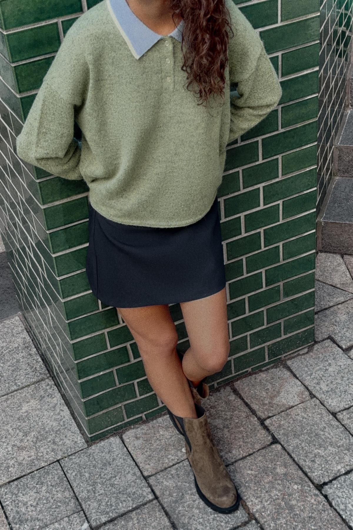 자라 배색 니트 폴로 스웨터 2893/169 GREEN - 상세 이미지 5