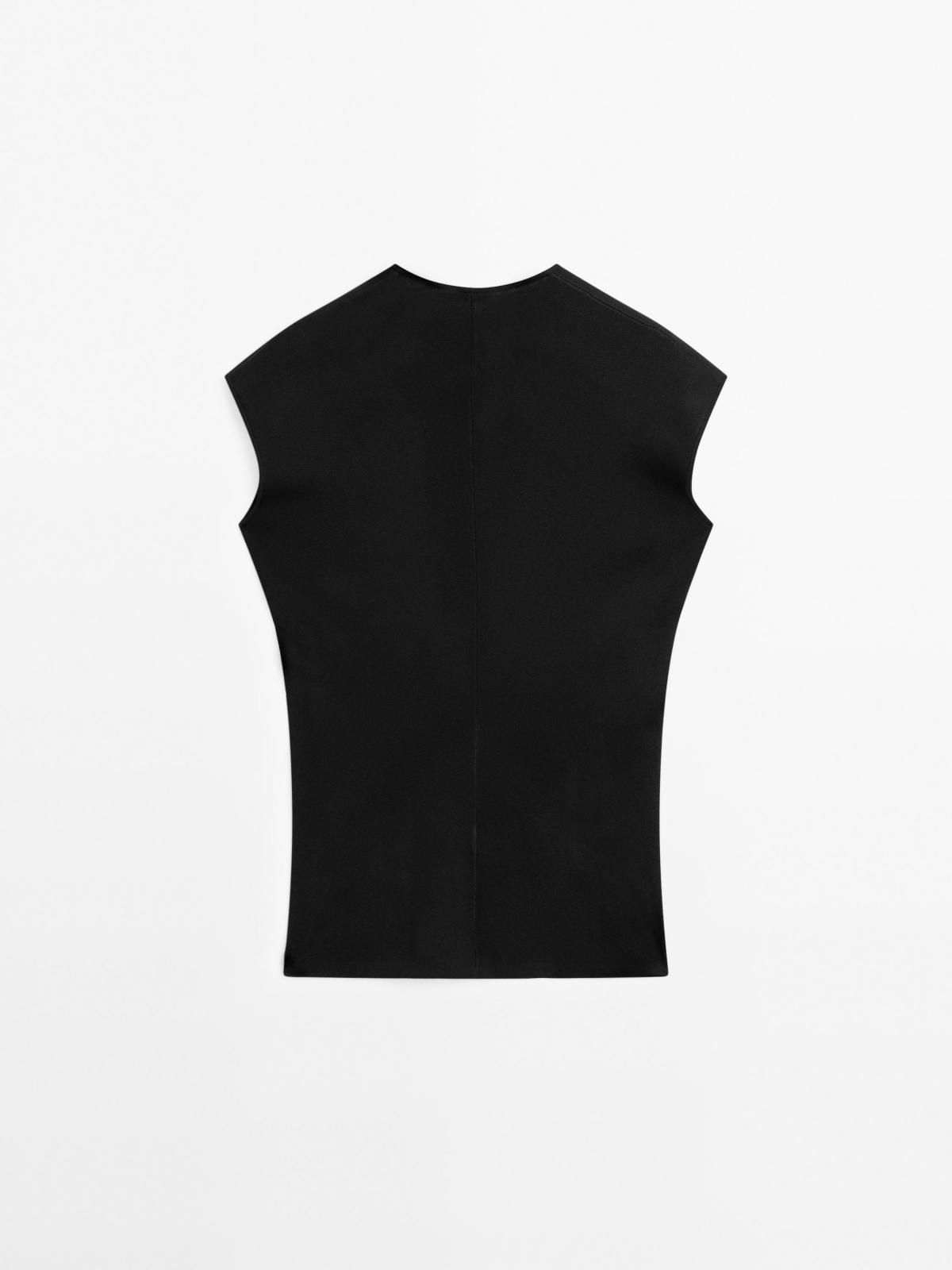 마시모두띠 브이넥 니트 민소매 탑 5652/573 BLACK - 상세 이미지 5