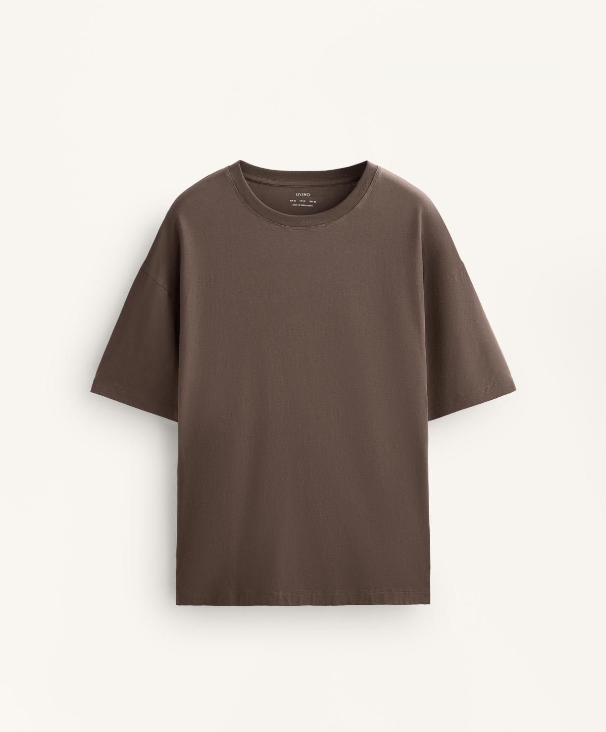 오이쇼 베이직 코튼 블렌드 반팔 티셔츠 0247/378 BROWNMELANGE - 상품 이미지