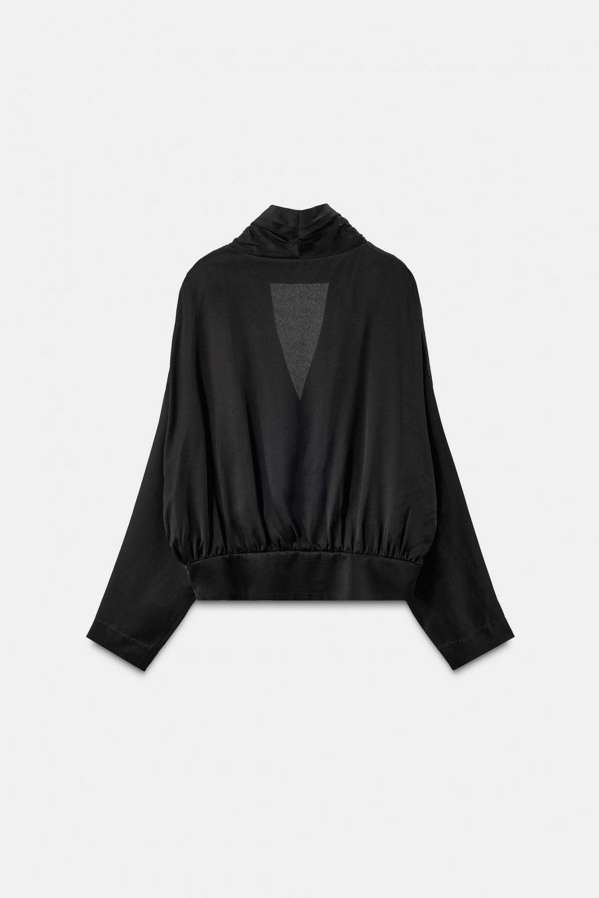 자라 테크니컬 새틴 크롭 블레이저 셔츠 5344/605 BLACK - 상세 이미지 5