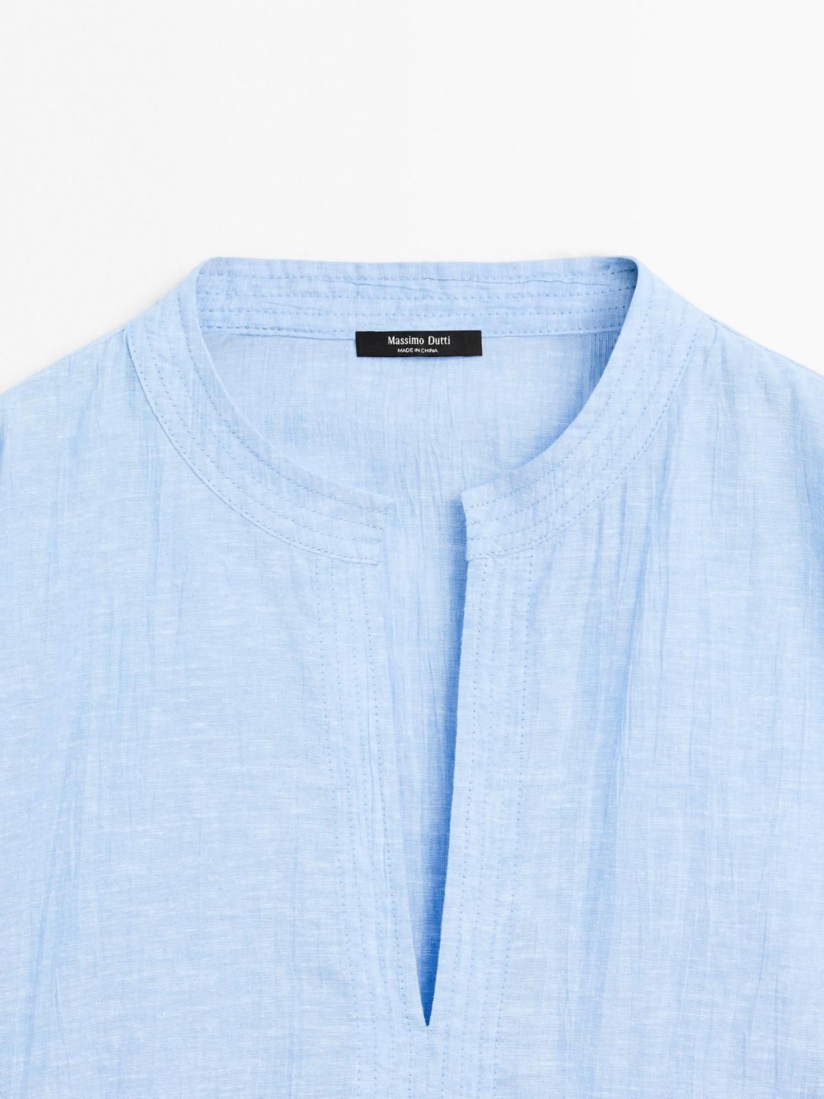 마시모두띠 오버핏 린넨 블렌드 브이넥 블라우스 5113/714 SKY BLUE - 상세 이미지 2