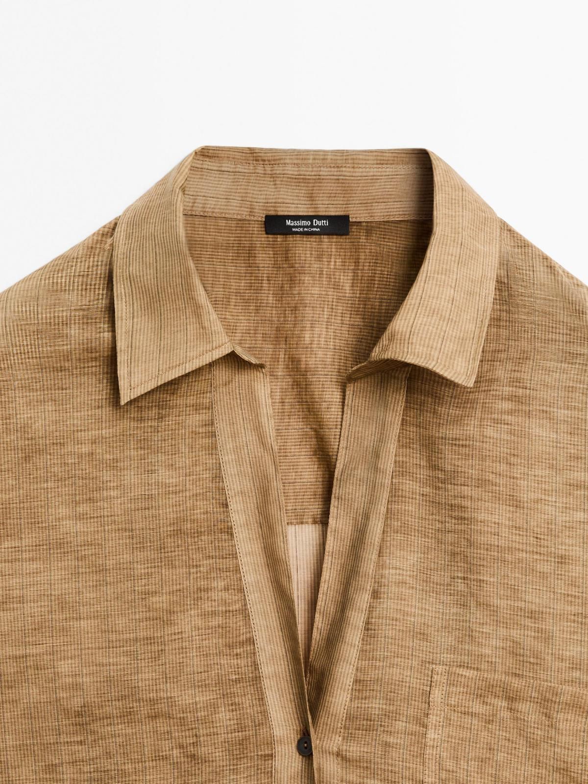 마시모두띠 스트라이프 코튼블렌드 긴팔 셔츠 5109/710 MUSTARD YELLOW - 상세 이미지 5