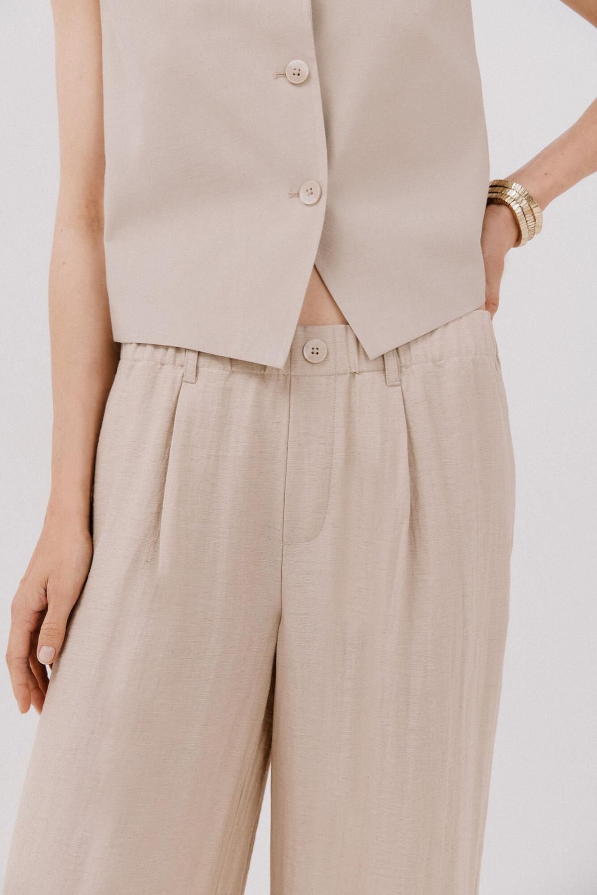 꼬르떼피엘 와이드핏 플루이드 팬츠 밴딩 베이지 6142020 BEIGE - 상세 이미지 3