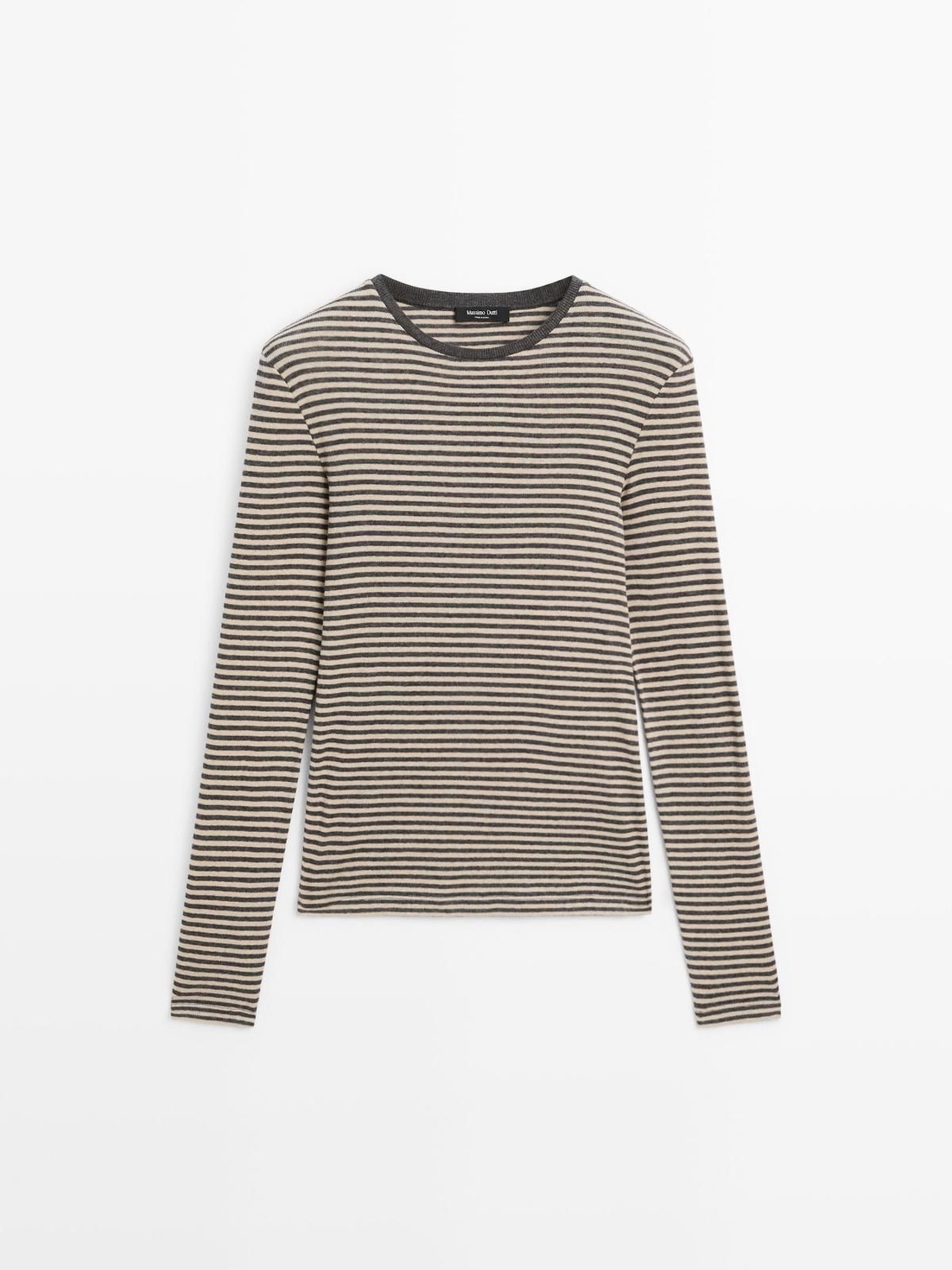 마시모두띠 스트라이프 코튼블렌드 크루넥 긴팔 티셔츠 6286/106 GREY MARL - 상품 이미지