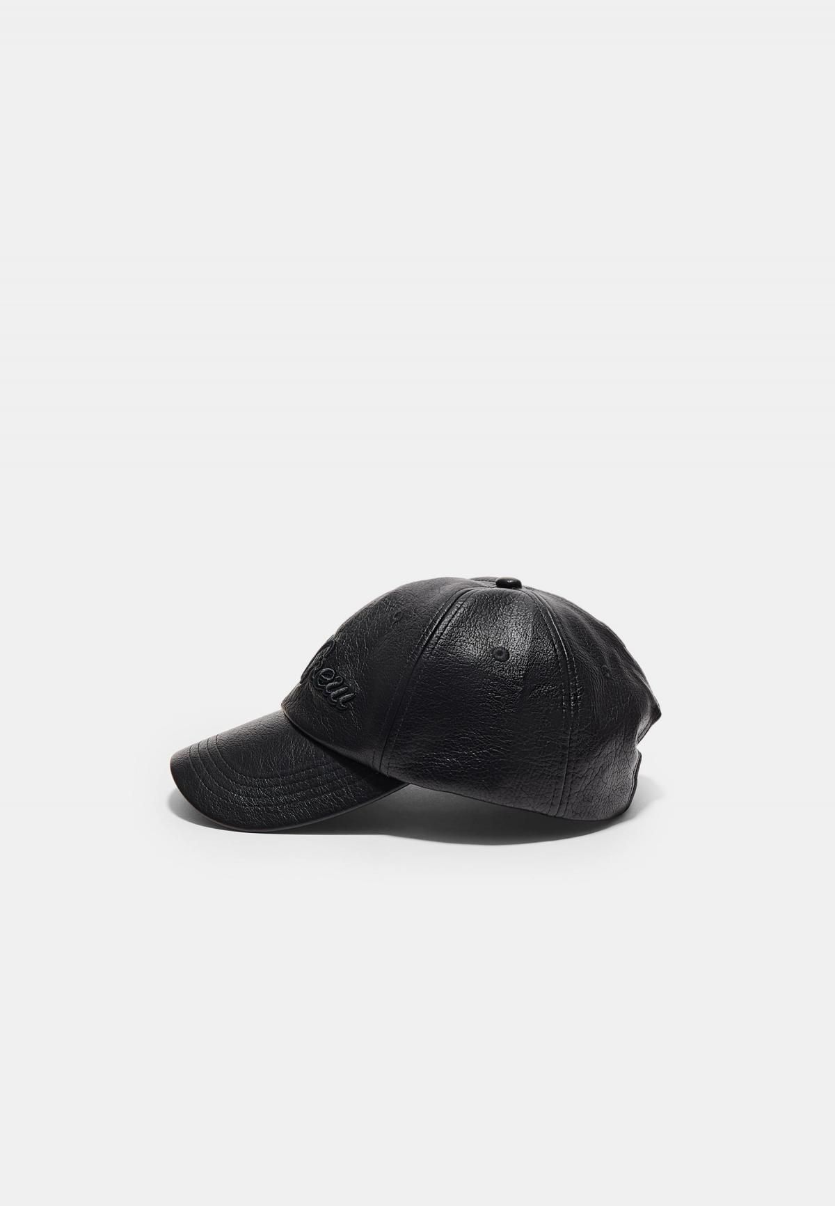 스트라디바리우스 레더 이펙트 텍스트 캡모자 3861/903 BLACK - 상세 이미지 3