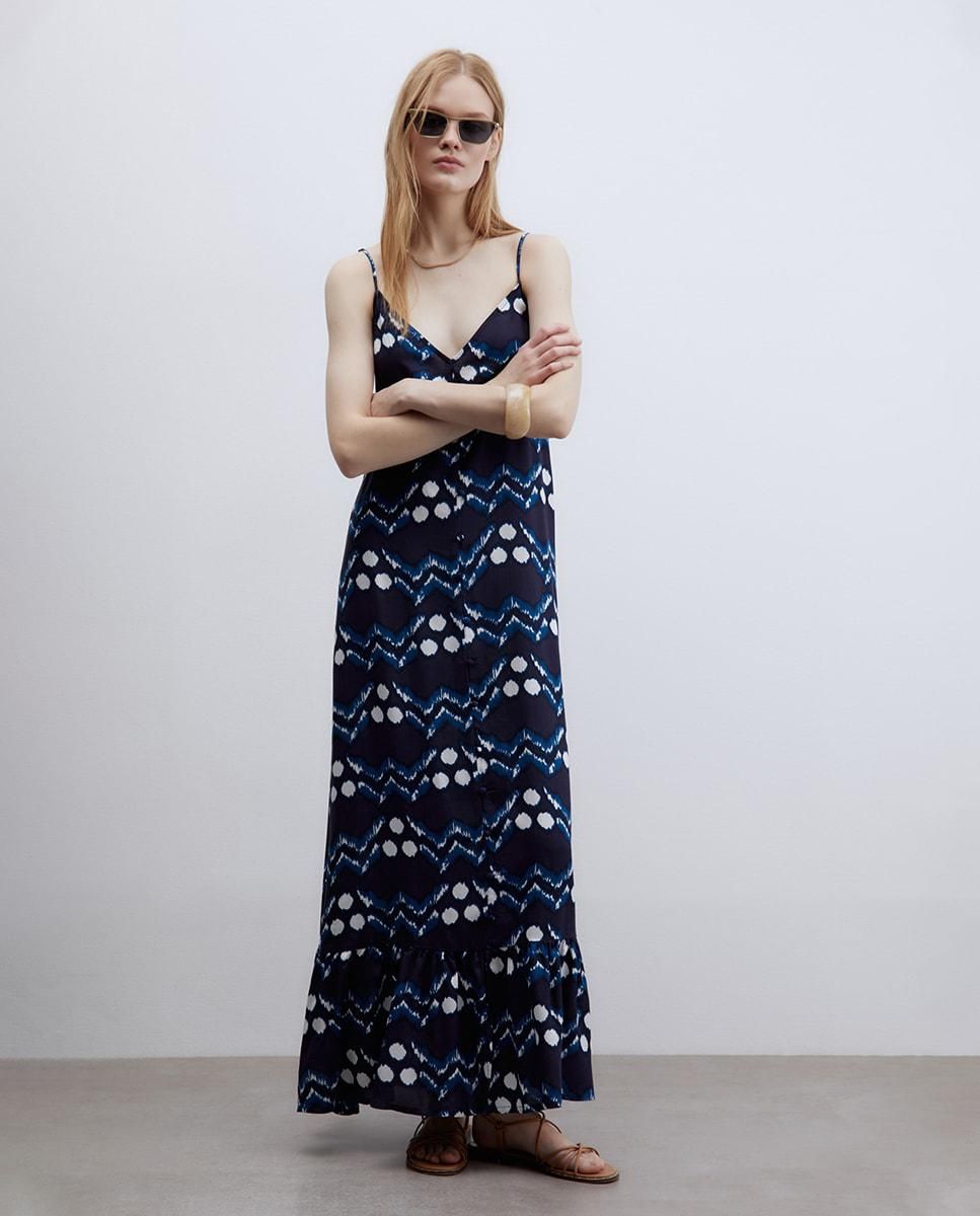 스페라 에스닉 패턴 스트랩 미디 원피스 58340004926 AZUL MARINO - 상세 이미지 2