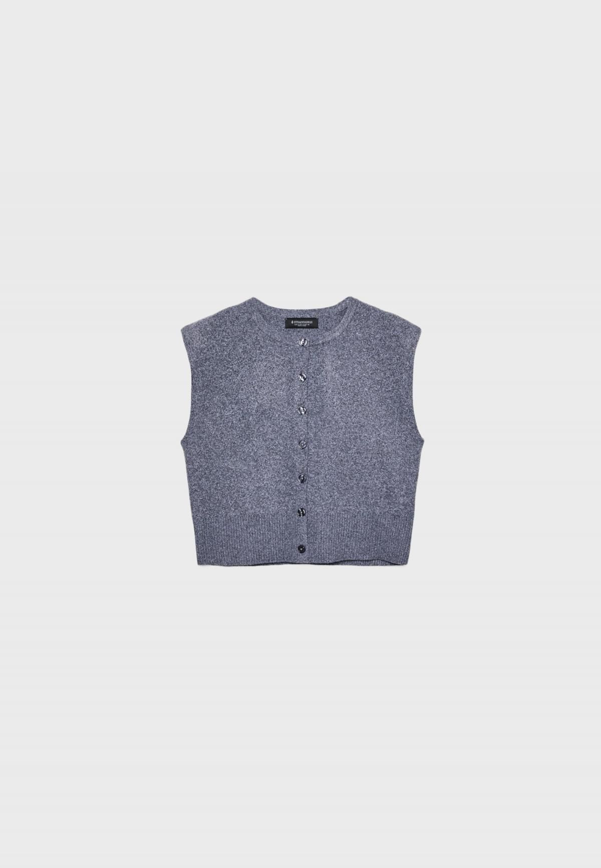 스트라디바리우스 테크니컬 숄더패드 라운드넥 니트 베스트 5108/434 DARK GREY - 상품 이미지