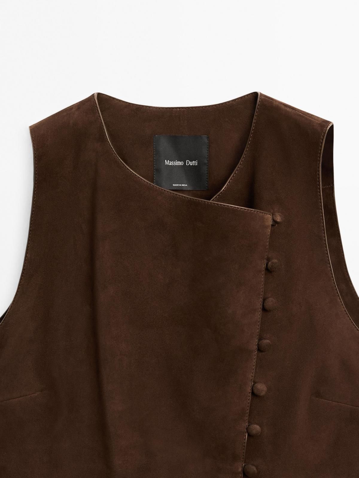 마시모두띠 스웨이드 레더 버튼 베스트 5301/511 BROWN - 상세 이미지 4