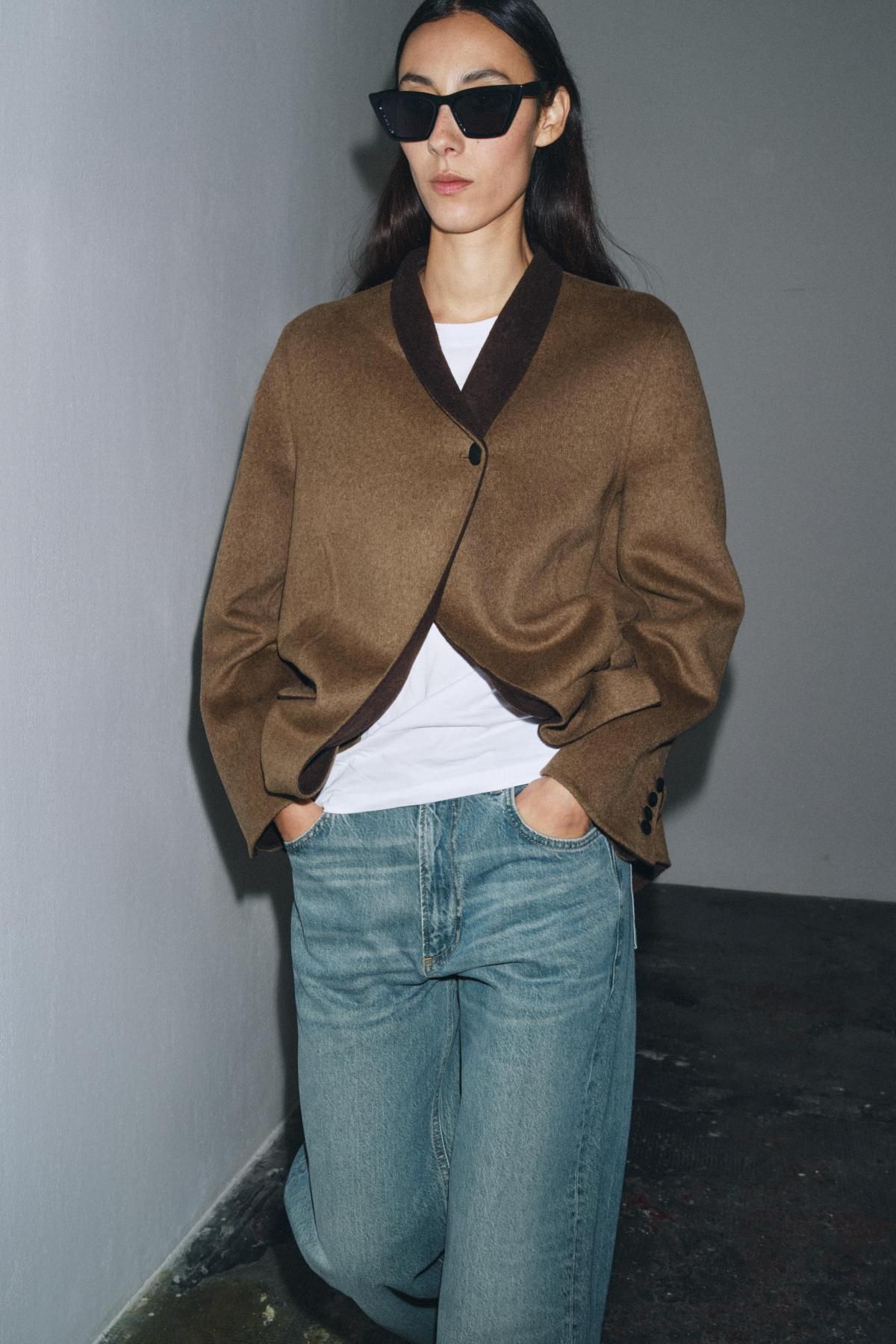 자라 오버사이즈 울 블렌드 블레이저 7522/245 BROWN - 상세 이미지 4