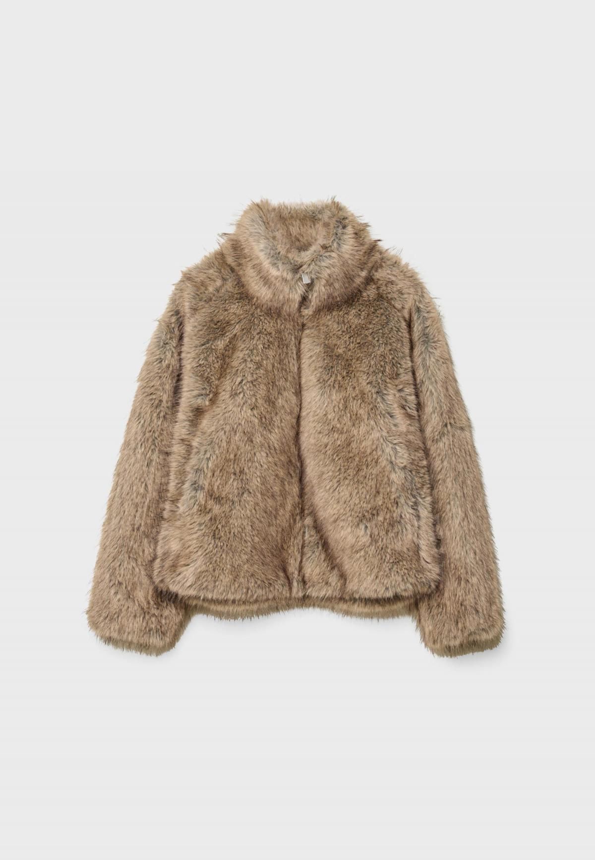 스트라디바리우스 페이크 퍼 하이넥 자켓 5654/538 BEIGE - 상품 이미지
