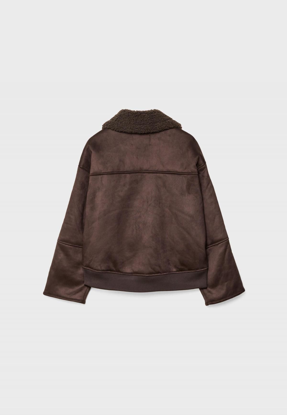 스트라디바리우스 페이크퍼 카라 더블페이스 무스탕 자켓 8457/760 BROWN - 상세 이미지 3