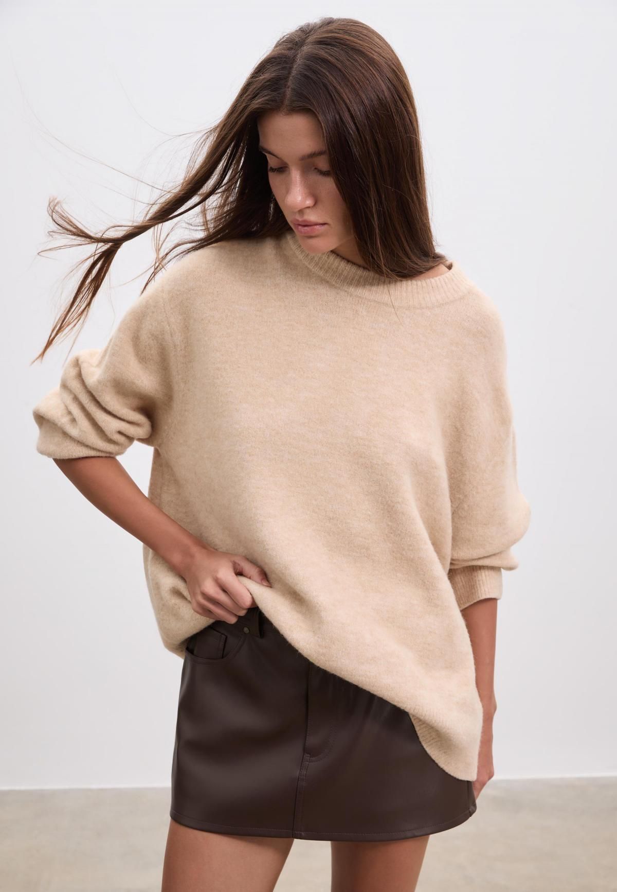 스트라디바리우스 페이크 레더 모던 미니 스커트 팬츠 1283/959 BROWN 이미지 6