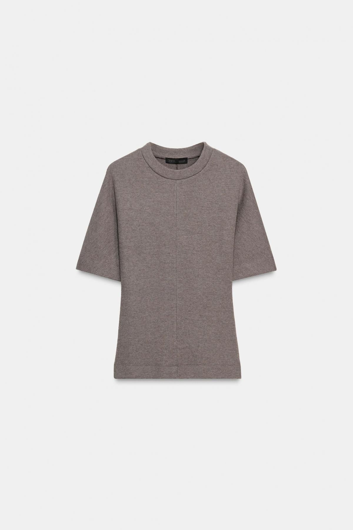 자라 소프트 슬림핏 반팔 티셔츠 0858/462 BROWN VIGORE - 메인 이미지