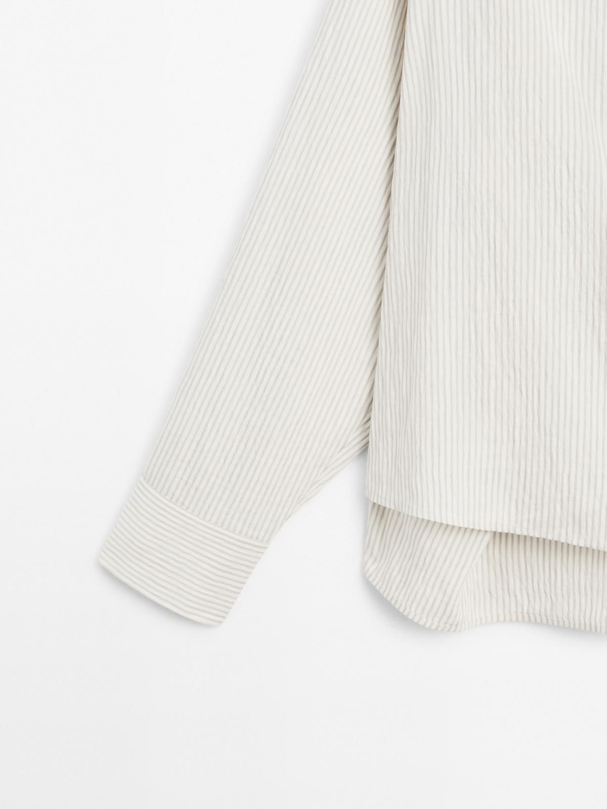 마시모두띠 스트라이프 린넨블렌드 버튼 플루이드 셔츠 5129/541 WHITE - 상세 이미지 5
