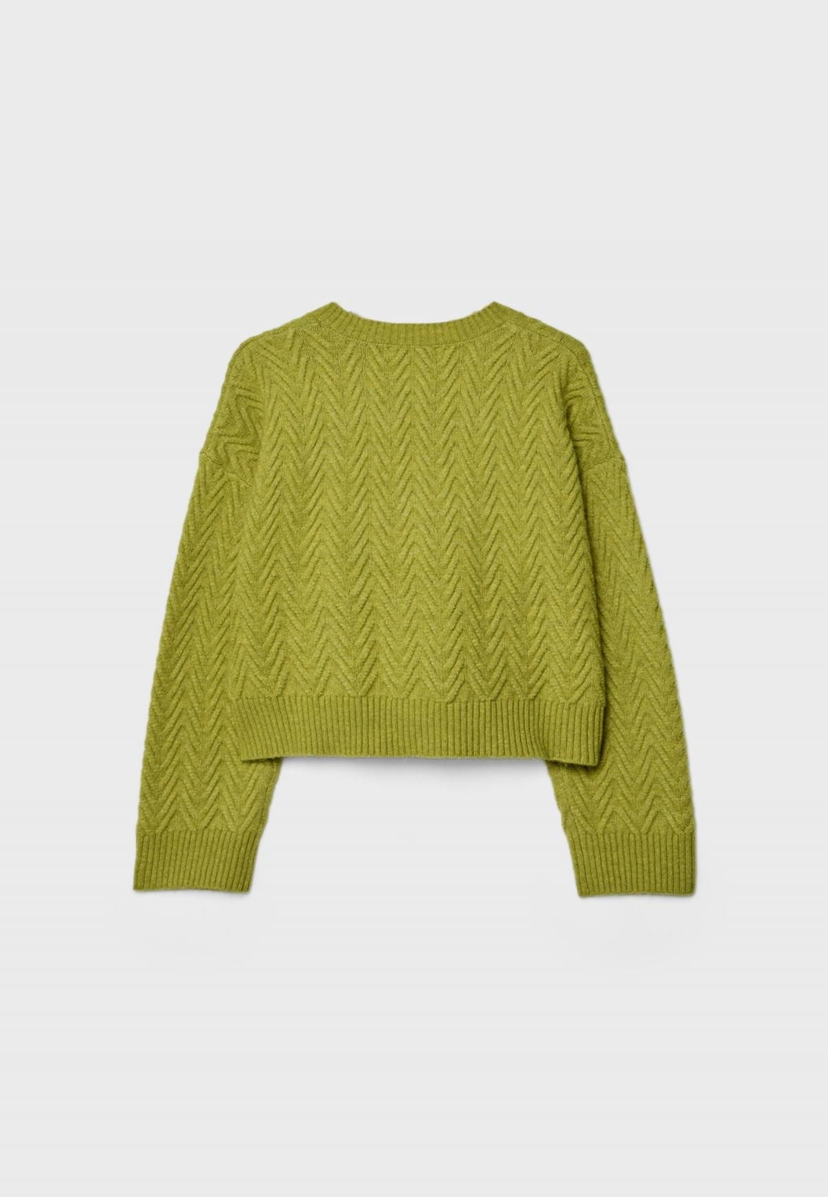 스트라디바리우스 케이블 니트 라운드넥 가디건 5098/412 OLIVE GREEN - 상세 이미지 2