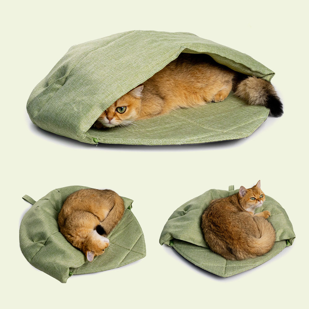 크레용펫 고양이 숨숨집 동굴 침낭 낙엽잎 하우스 - 상품 이미지
