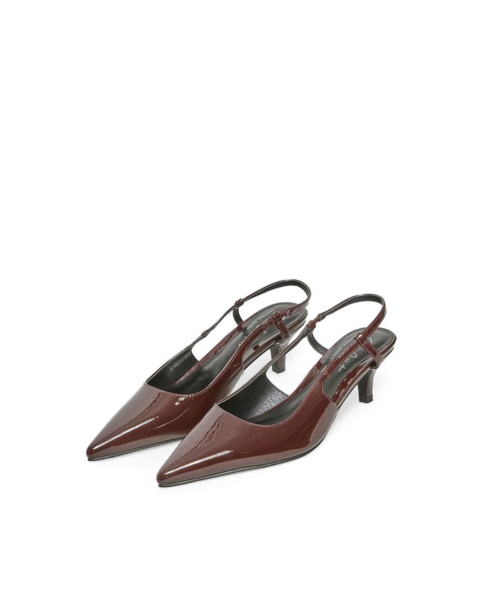 스페라 에나멜 포인티드토 로우힐 슬링백 슈즈 58775004474 MARRON OSCURO - 상세 이미지 2