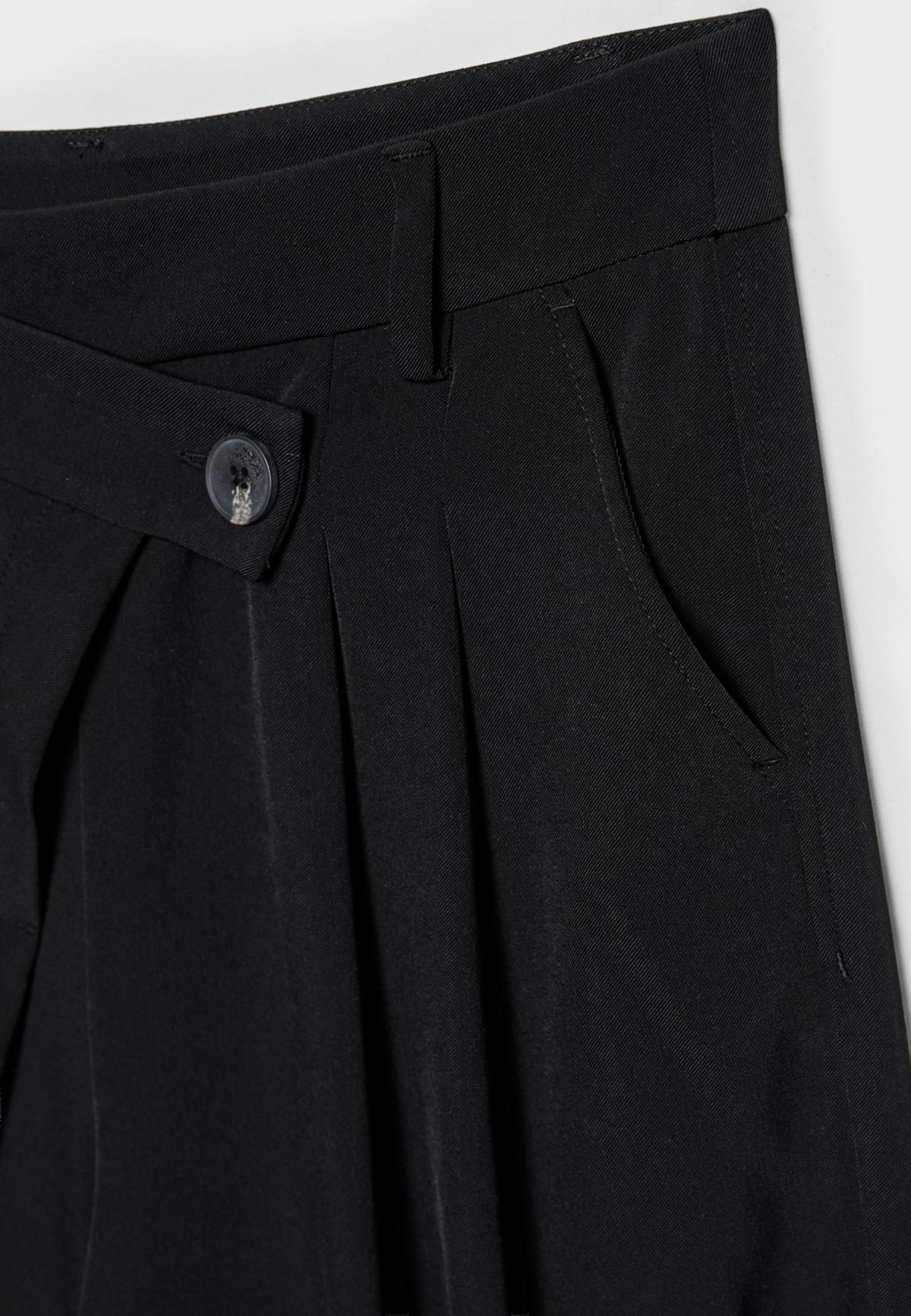 스트라디바리우스 와이드 크로스 웨이스트 슬랙스 팬츠 8277/194 BLACK - 상세 이미지 4