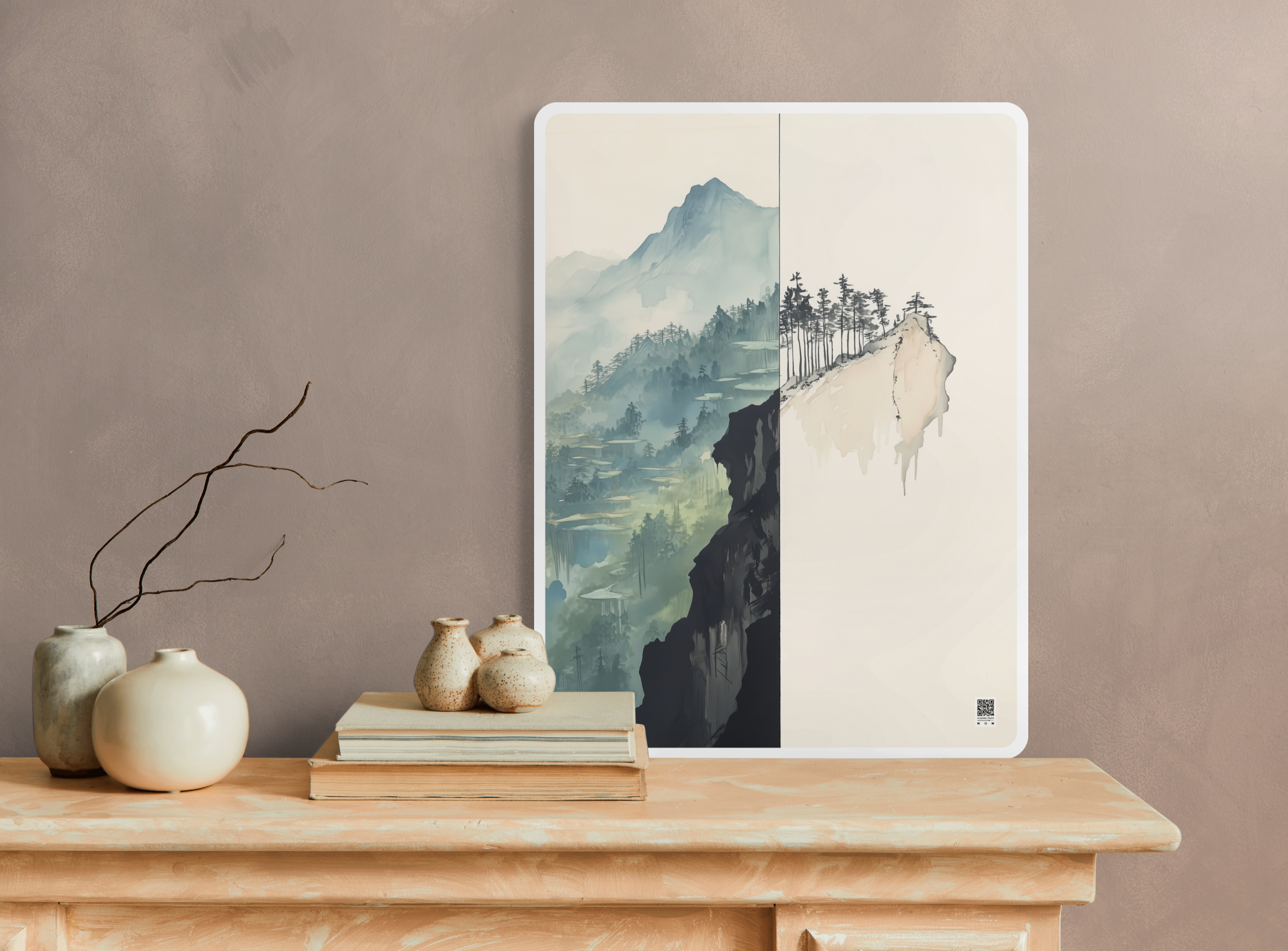 접이식테이블 풍경화 포스터 그림 거실 좌식 원룸 디자인 공부 밥상 산1 대(48x72)