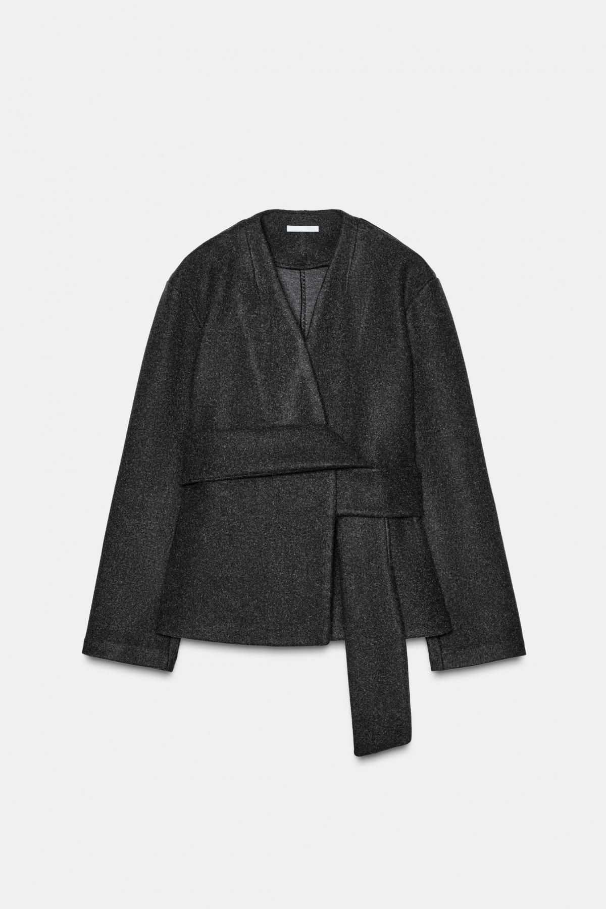 자라 소프트 브이넥 벨트 가디건 8779/158 GREY MARL - 메인 이미지
